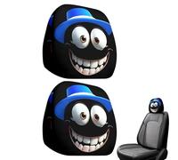 Car Headrest Covers - Halloween Headrest Cover | 2 Pieces Automobile Head Rest Protector | Big Eyes Scary Pumpkin Double-Sided Printing Elastic Cover For Interior Accessories Driver Passenger
