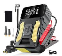 Car Jump Starter Power Pack con Compresor de Aire 6000A Cargador de Batería Portátil Jump Box Jumper Power Pack Banco de Energía de Arranque de Emergencia con Linterna LED y Pantalla LED (Amarillo)