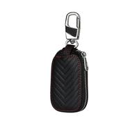 Car Key Leather Case,Portable Keychain Leather Case & Mini Coin Pocket,Metal Hook & Zipper,Car Key Protective Cover - A - Black