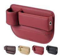 Car Leather Cup Holder Gap Bag - Car Seat Gap Filler Organizer with Cup Holder, 2026 New Front Seat Car Organizer for Glasses Phone Keys and Cards (Burgundy)