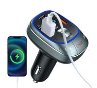 Car Music Adapter, Vehicle Wireless FM, Double Charging Port Transmitter, Hands Free Audio Streaming for Sedan, Caravan, Commuting, Travel, Road Trip, Long Drives, Daily Use