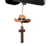 Car Ornament - Cowboy Hat Cross Automotive Interior Pendant | Rearview Mirror Ornaments - Men Women Vehicle Bag Backpack Home