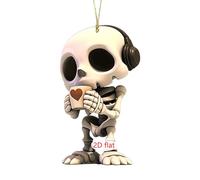 Car Ornaments for Rear View Mirror,2D Acrylic Skull Couple Car Rearview Mirror Accessories - Halloween Skeleton Pendant Charm for Truck Vehicle Party Decorations