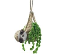 Car Ornaments For Rear View Mirror - Sloth Shape Crochet Yarn Pendants For Rear View Mirror,Cartoon Automotive Interior Decorations, Decorative Bag Pendants For Car, Auto, Vehicle