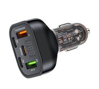 Car Output with Digital Display Multiple Voltage Delivery - Cars Charger Adapter Fast Charging, Fast 150W Cars Adapter USB USB-C 5-in-1 Car Adapte, 5-Ports Power Charger for Phone & Camera