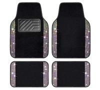 CAR PASS Bling Diamante Alfombrillas para Coche, Universal Impermeable para Piso automóvil, tapete Brillante con Purpurina, Almohadilla talón PVC Antideslizante para SUV, sedán, Camiones(Multicolor)