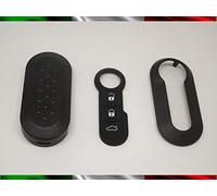 car passion Carcasa Llave + Botones de Goma Compatible con Fiat 500 Grande Punto EVO Bravo Panda 500L Lancia Y Ypsilon Musa Delta Cubierta Negra + Video Tutorial Explicativo de Montaje