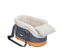 Car Pet Safety Seat, 16.54x9.06x9.06 Inches Linen Velvet Console Dog Carrier Travel Bag with Straps Storage Pocket Comfortable Pet Seat, for Dogs, Cats, Travel, Road Trips