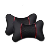 Car Pillow Driving Seat 2 almohadas de punto de cuero sintético para coche, reposacabezas, cojín para el cuello, accesorios de asiento, almohada decorativa universal(Black red)