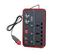 Car Power Inverter 12V/24V DC to 220V AC Outlet Plug - Multi-Port | 7.28" x 4.33" x 0.98" (18.5x11x2.5cm), 320g Weight, Black ABS Shell, 12V/24V DC to 220V AC Power Conversion with