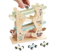 Car Ramp Toy - Wooden Racing Set, Color Cognition Game