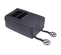 Car Rear Seat Console Box - 36.5x24.5x14 Cm Automotive Armrest Organizer, Leather Memory Foam, Cup Holder Compartment | SUV Sedan Vehicle Interior Storage Booster Pad Comfort Utility