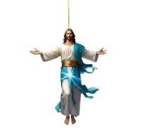 Car Rear View Mirror Pendant - 2D Flat Display, Acrylic Religious Jesus Ornament, Hanging Accessory for Truck, Women, Men, Driver, Bedroom, Holiday Décor, 3.15x0.39 Inches