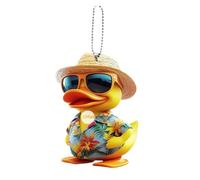 Car Rearview Mirror Duck Colgante Charm | 2D Acrylic Yellow Duck Ornament for Car Rearview Mirror; Lindo Lightweight Decorative Animal Charm for Bag, Keychain, Backpack, Adults and Kids