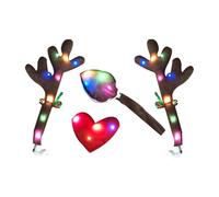 Car Reindeer Antler Kit, Holiday Auto Decoration with LED Lights and Red Nose Ornament, Reindeer Christmas Decoration for Car Van Truck Holiday Party Seasonal Celebration and Festive Family Drive
