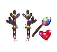 Car Reindeer Antler Kit - Led Light Christmas Decoration for Vehicles | Festive Roof Ornament with Battery Powered Lights, Easy Install Accessory for Cars Van Trucks Celebration, 43x9x10cm Multicolor
