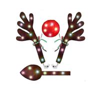 Car Reindeer Antlers,Antlers Car Kit with LED Lights,Reindeer Car Kit Antlers,Nose,Tail,Christmas D