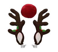 Car Reindeer Antlers - Christmas Light Up Antler Decoration For Cars | Soft Polar Fleece with Glowing LED Balls and Nose, Roof Top and Window Mounted Holiday Ornament For Trucks SUV