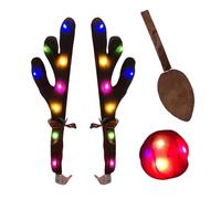 Car Reindeer Antlers | Light Up Reindeer Antler with Nose | Christmas Car Exterior Decoration Tail - For Automotive Truck SUV Exterior Window Roof Top Holiday Display