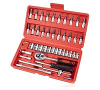 car repair tools Juego de llaves trinquete tubo métrico 46 piezas 1/4 pulgada, kit herramientas compacto Para mantenimiento automóviles