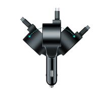 Car Retractable Phone Charger - Telescopic 3-Port Car Charger Adapter | Vehicle Phone Charging Adapter | Super Fast 3-in-1 Retractable Lighter Chargér For Driving Travel Commuting (14x5cm)