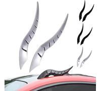 Car Roof Dragon Horn Modification, Universal Lovely Creative Devil Horn Car Exterior Decor, High-Strength All-Weather Waterproof 3D Bull Horns Stickers, for SUV & Sedan,etc (Silver)