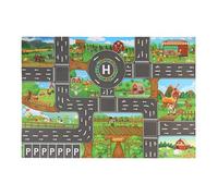 Car Rugs For Kids - City Town Play Carpet, Large Playmat With Roads And Buildings, Foldable Washable Material, Interactive Learning Map | Vehicle Rug Toy Truck, Bedroom, Preschool, Playroom Decoration