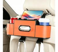 Car Seat Back Organiser for Renault Kadjar K-ZE Kiger 2015-2026,Orange | Multi Functional for Cup Tissues, Hanging Storage, Easy Install and Clean, with Hooks, Water Resistant, Universal Fit for Car