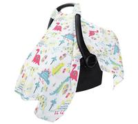 Car Seat Canopy - Muslin Cotton Car Seat Covers for Kids | Summer Stroller Sun Shade Canopy | Lightweight Kid Stroller Sun Shade | Dinosaur Design Car Seat Cover for Most Strollers
