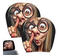 Car Seat Head Cover 2D Elderly Print Humorous Front Pillow Wrap