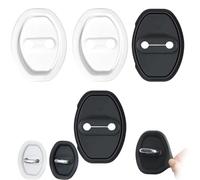 Car Silicone Door Latch Protective Cover, Silicone Door Lock Protective Cover, 4PCS Car Door Lock Latches Cover Protector, Car Door Latch Protector Car Accessories (Black+White 4Pcs)