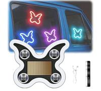 Car Solar Powered Butterfly Neon Window Light,Rechargeable Suction Cup Butterfly LED Ambient,Romantic Cars Window Decorative Lamp with 6 Light Modes & 4 Colors,for All Vehicles (Red)
