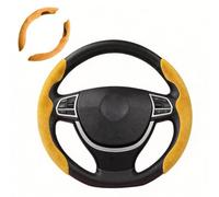 Car Steering Wheel Cover for Skoda Kodiaq Karoq Scala 2017-2016,Yellow | Universal Car Steering Protector, Fits 15 Inch Round and D Shaped, Non-Slip Breathable, Sweat Absorbing, Snap-On Installation