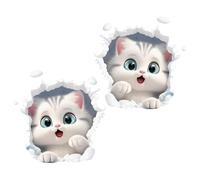 Car Stickers - Cat Car Stickers 2 Pack Waterproof Removable | Funny 3D Peeking Cat Decals For Cars Bumper Window SUV RV Truck Laptop Wall Glass Mirror Cute Animal Vinyl Sticker