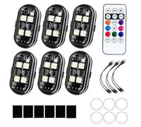 Car Strobe Light - Rechargeable Flashing Airplane Light | 6 Pieces Wireless Anti Collision Lights, 8-Color Remote Control Warning LED For Scooter Aircraft Bike Trailer Stroller Truck Tailgate