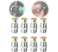Car Tire Pressure Monitor Valve Stem Caps, Tire Pressure Monitoring Caps with 3-Color Eye Alert for Truck Cars Motorcycles Bicycles (Silver,8sets)