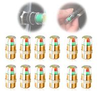 Car Tire Pressure Monitor Valve Stem Caps, Tire Pressure Monitoring Caps with 3-Color Eye Alert for Truck Cars Motorcycles Bicycles (Gold,12sets)