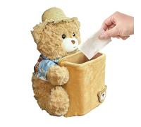 Car Tissue Holder - 2-in-1 Plush Bear Garbage Can, Auto Armrest Tissue Box Organizer, Soft Cute Storage Container, Multi-Use Car Accessory, Compact Interior Organizer, Decorative Functional Design | F