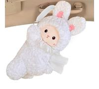Car Tissue Holder | Paper Towel Dispenser Rabbit Design | Plush Decorative Cute Animal Tejidos Storage Box for Truck RV Headrest Visor Console Armrest Desktop Home
