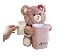 Car Trash Bin - 2-in-1 Bear Center Console Bin, Cute Plush Bear Tissue Holder, Napkin Garbage Organizer | Automotive Interior Accessory for Truck, SUV, RV, Sedan, Travel, Road Trip, Driver