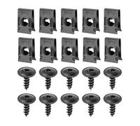 Car U Clips and Screws, Auto Nut Fastener Set, 0.67in Rustproof Metal Repair Kit, Secure Grip Design, Portable Resistant for RVs, Trucks, Dashboard, Bumper, Interior Trim