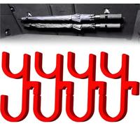 Car Umbrella Hook, Egad Blue Car Umbrellas Holder, Universal Trunk Hooks Umbrellas Mount, Silent & Stable Installation & Suitable for Any Cars, Plant Towel Holder Auto Internal(4*Red,Double hook)