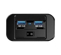 Car USB Charger | ABS Flame Retardant, Input 12-24V, Output 5V/9V/12V | QC3.0 Fast Charge with LED Blue Light | Waterproof For RV, Bus, Truck, Boat