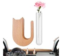 Car Vase with Vent Clip - Air Vent Glass Propagation Vase | Car Flower Arranger | Wooden Stand Plant Holder Air Vents | Automotive Decoration Aesthetic Interior Charm for Mother Father Women Girlfrien