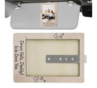 Car Visor Photo Holder, Wooden Clip Frame, Compact Minimalist Design, Secure Attachment, 1-Piece Natural Wood, Excellent for Gifting Fathers, Husbands, Friends, Partners, Interior Decoration
