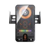 Car Wireless Charger Mount - 15W Fast Charging Phone Holder For Driving | Black and Silver with Auto-Clamping Air Vent Bracket, Hands-Free Mobile Device Accessory For Travel Commute