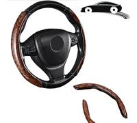 Car Wood Grain Steering Wheel Cover, Universal Anti-Skid Segmented Auto Steering Wheel Protector, Automotive Interior Accessories for Most Vehicles (Brown)