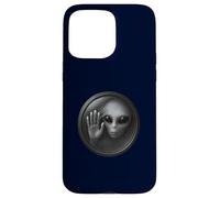 Cara alienígena Realista detrás de Vidrio Sci Fi Extraterrestre Carcasa para iPhone 15 Pro MAX