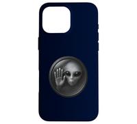 Cara alienígena Realista detrás de Vidrio Sci Fi Extraterrestre Carcasa para iPhone 16 Pro MAX