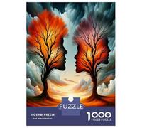 Cara Árbol Puesta de Sol 1000 Piezas Puzzle Premium Armonía de Almas gemelas Puzzle Clásico, Cartón Grueso - Ultra Difícil, Antiestrés Total, Ideal para Diversión En Casa 38x26cm/1000pcs